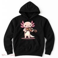 Cute Axolotl Playing Violin For Violinist Musical Orchestra Hoodie thumb 0