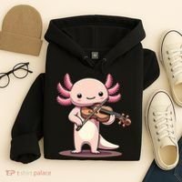Cute Axolotl Playing Violin For Violinist Musical Orchestra Hoodie thumb 4