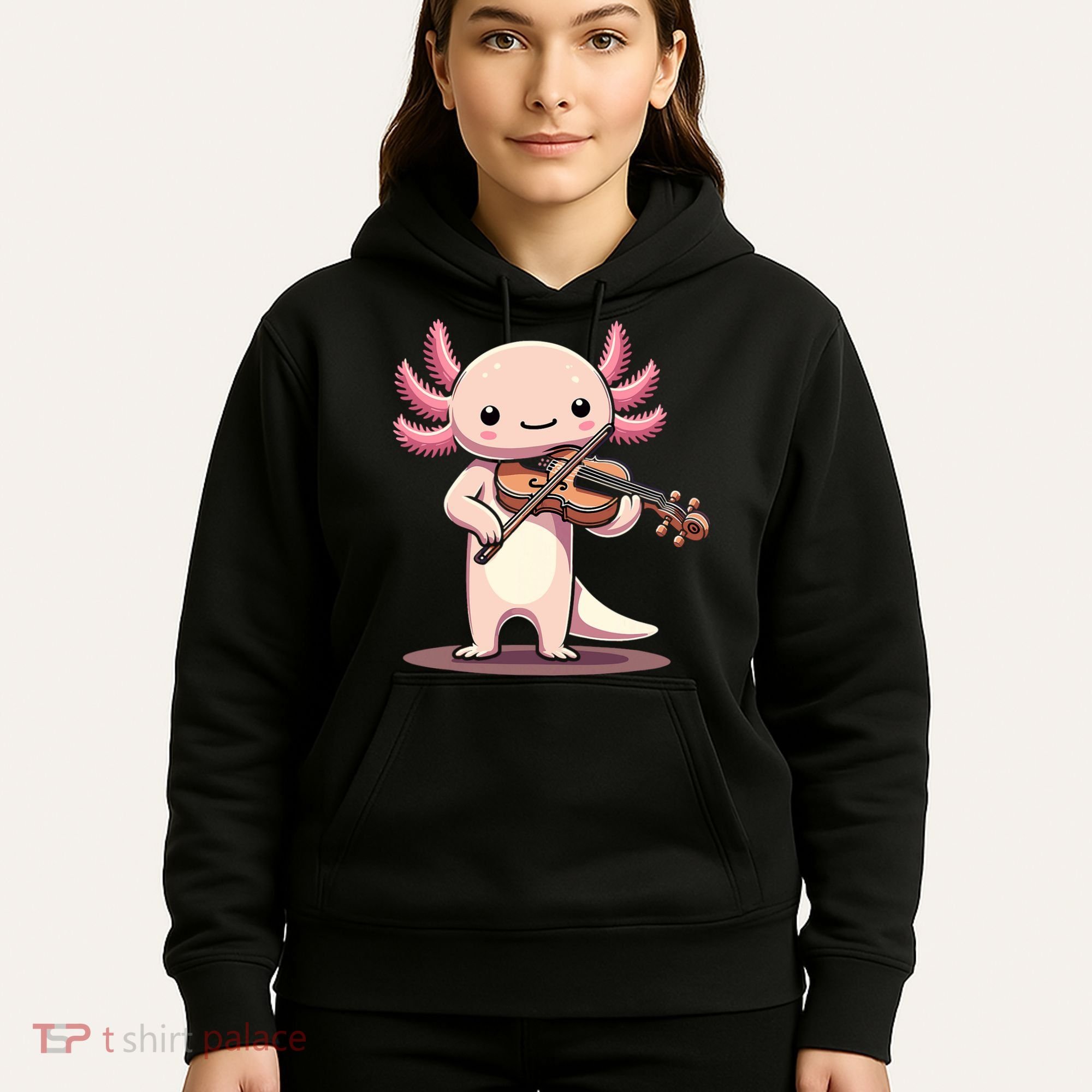 Cute Axolotl Playing Violin For Violinist Musical Orchestra Hoodie