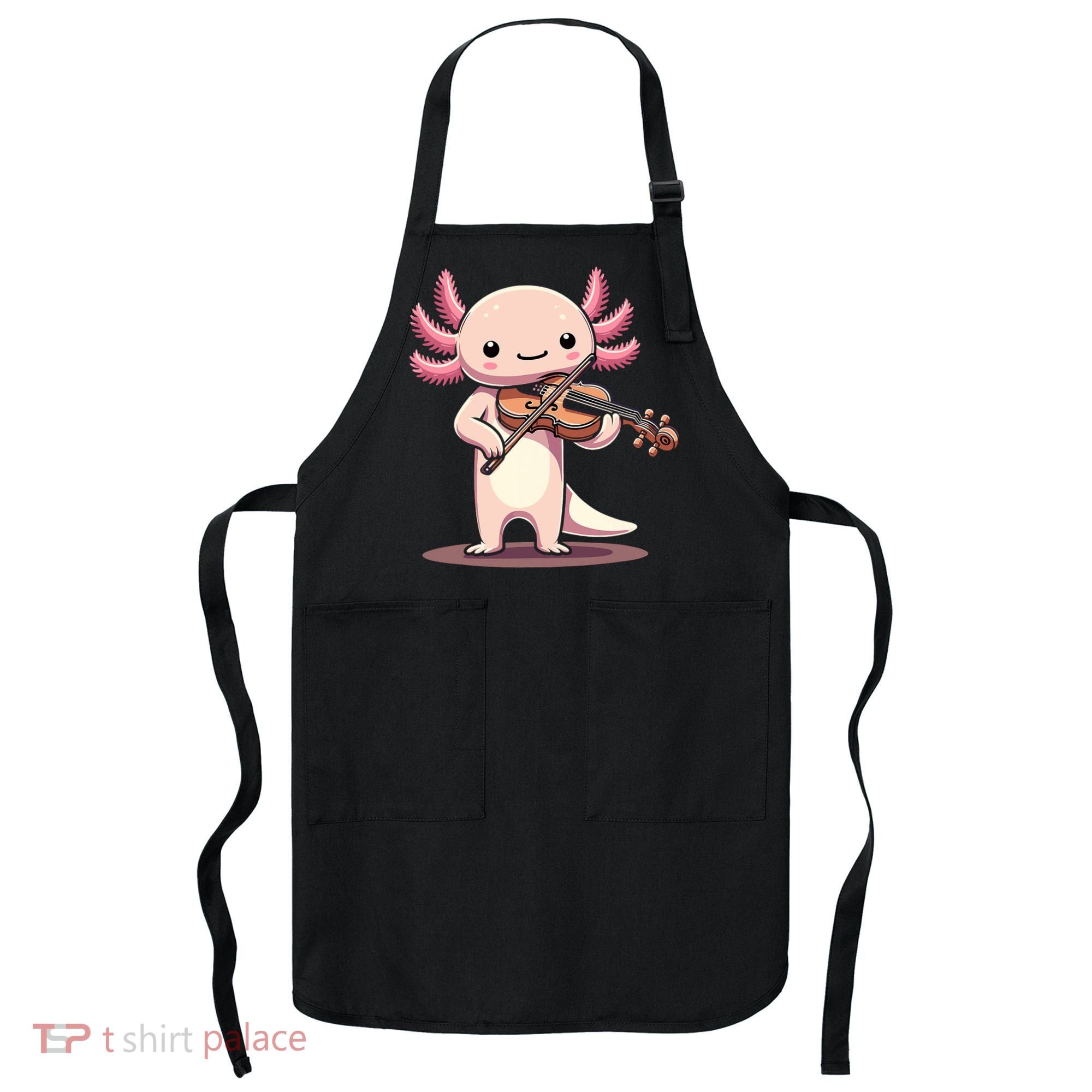 Cute Axolotl Playing Violin For Violinist Musical Orchestra Apron