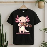 Cute Axolotl Playing Violin For Violinist Musical Orchestra T-Shirt thumb 2