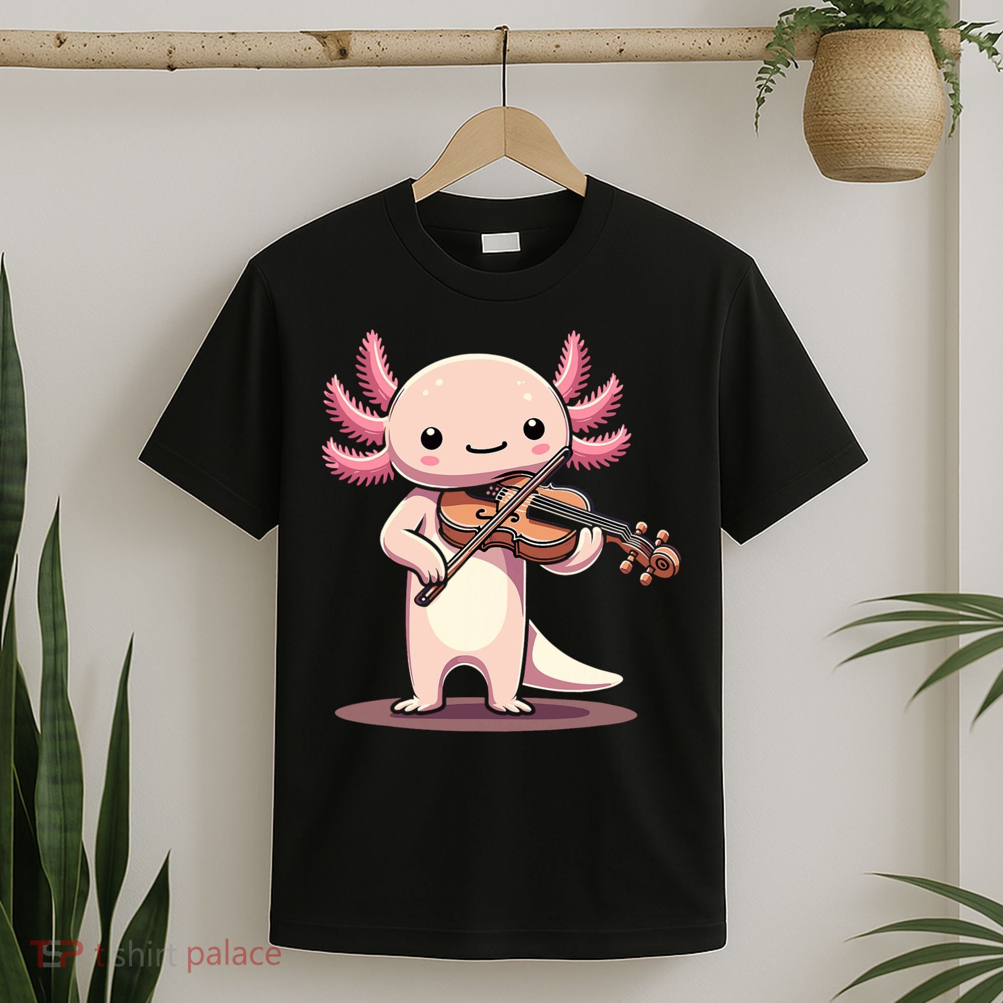 Cute Axolotl Playing Violin For Violinist Musical Orchestra T-Shirt