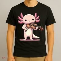 Cute Axolotl Playing Violin For Violinist Musical Orchestra T-Shirt thumb 3