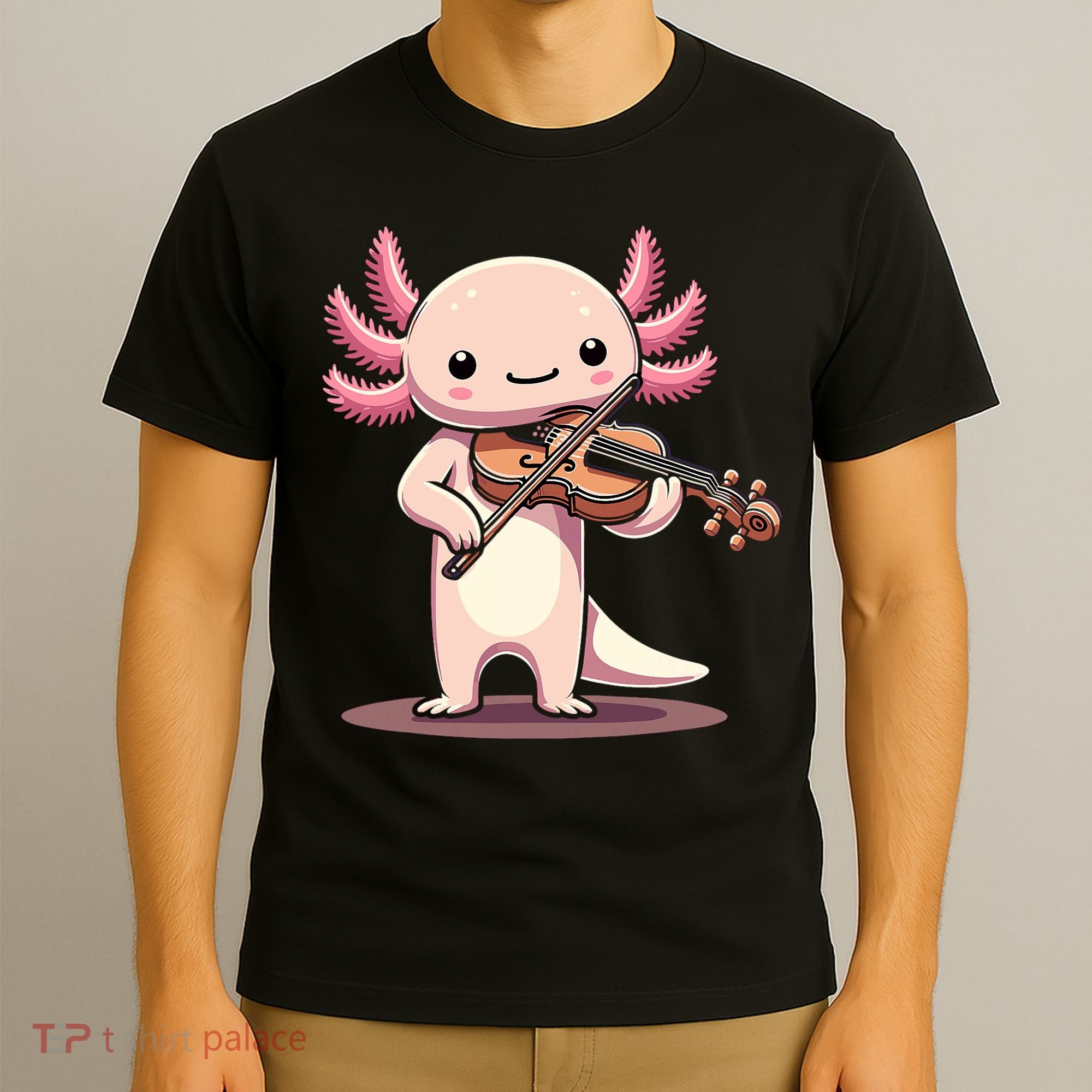 Cute Axolotl Playing Violin For Violinist Musical Orchestra T-Shirt