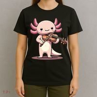 Cute Axolotl Playing Violin For Violinist Musical Orchestra T-Shirt thumb 4