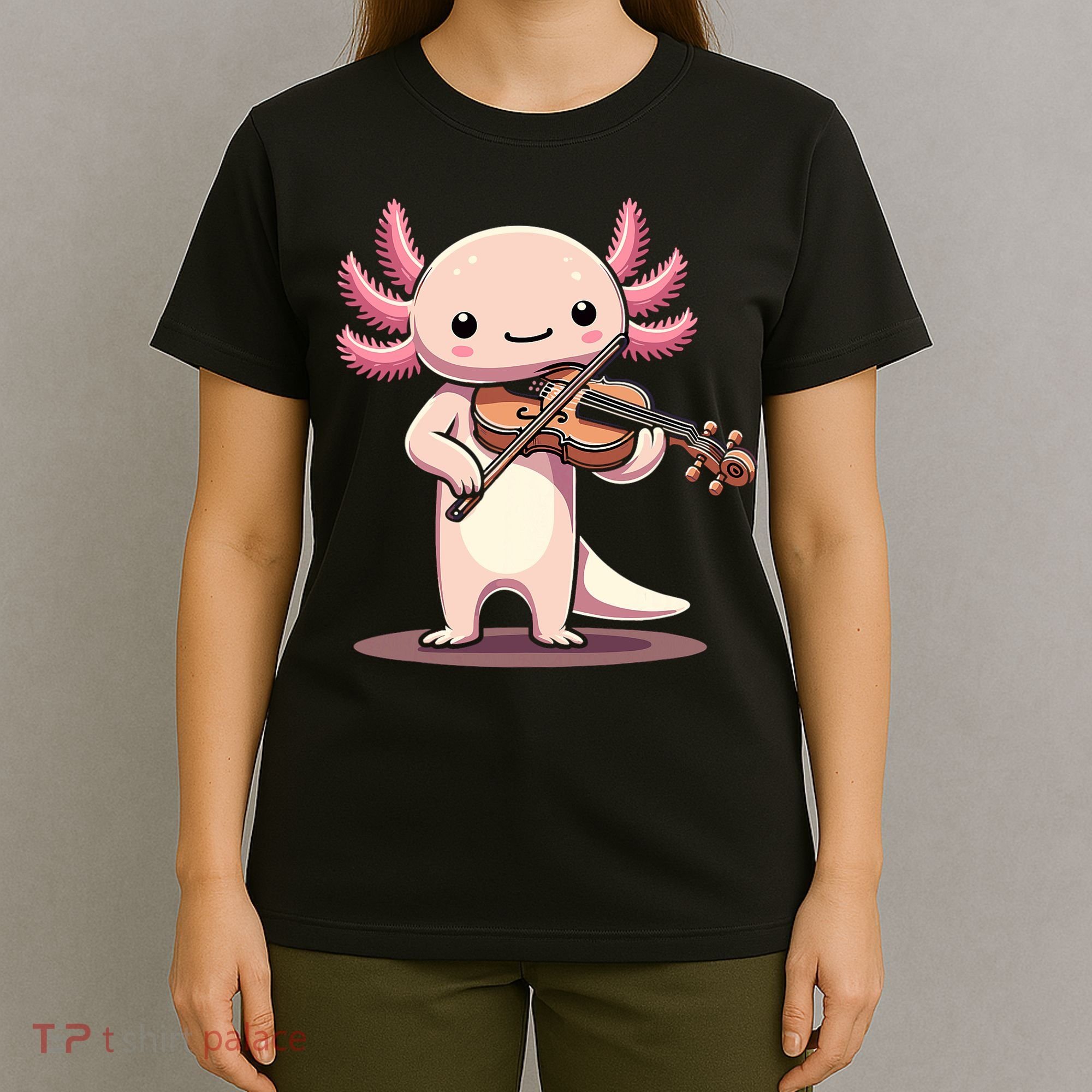 Cute Axolotl Playing Violin For Violinist Musical Orchestra T-Shirt
