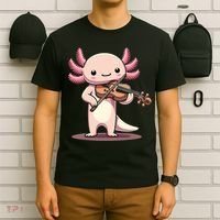 Cute Axolotl Playing Violin For Violinist Musical Orchestra T-Shirt thumb 6