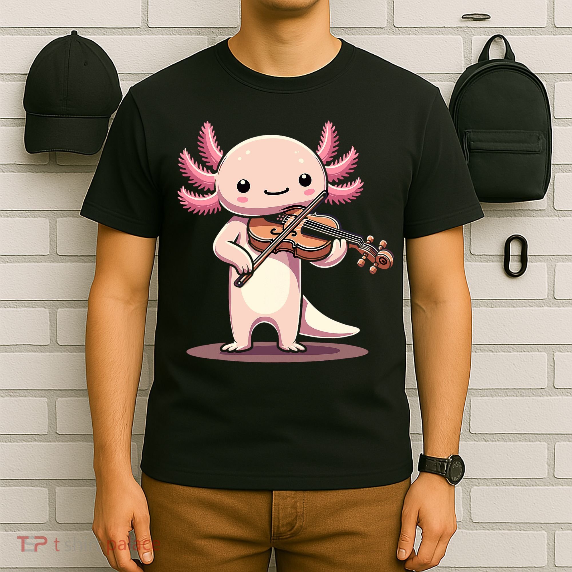 Cute Axolotl Playing Violin For Violinist Musical Orchestra T-Shirt