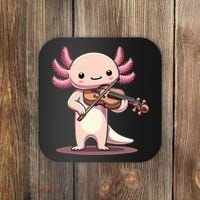 Cute Axolotl Playing Violin For Violinist Musical Orchestra Coaster thumb 0