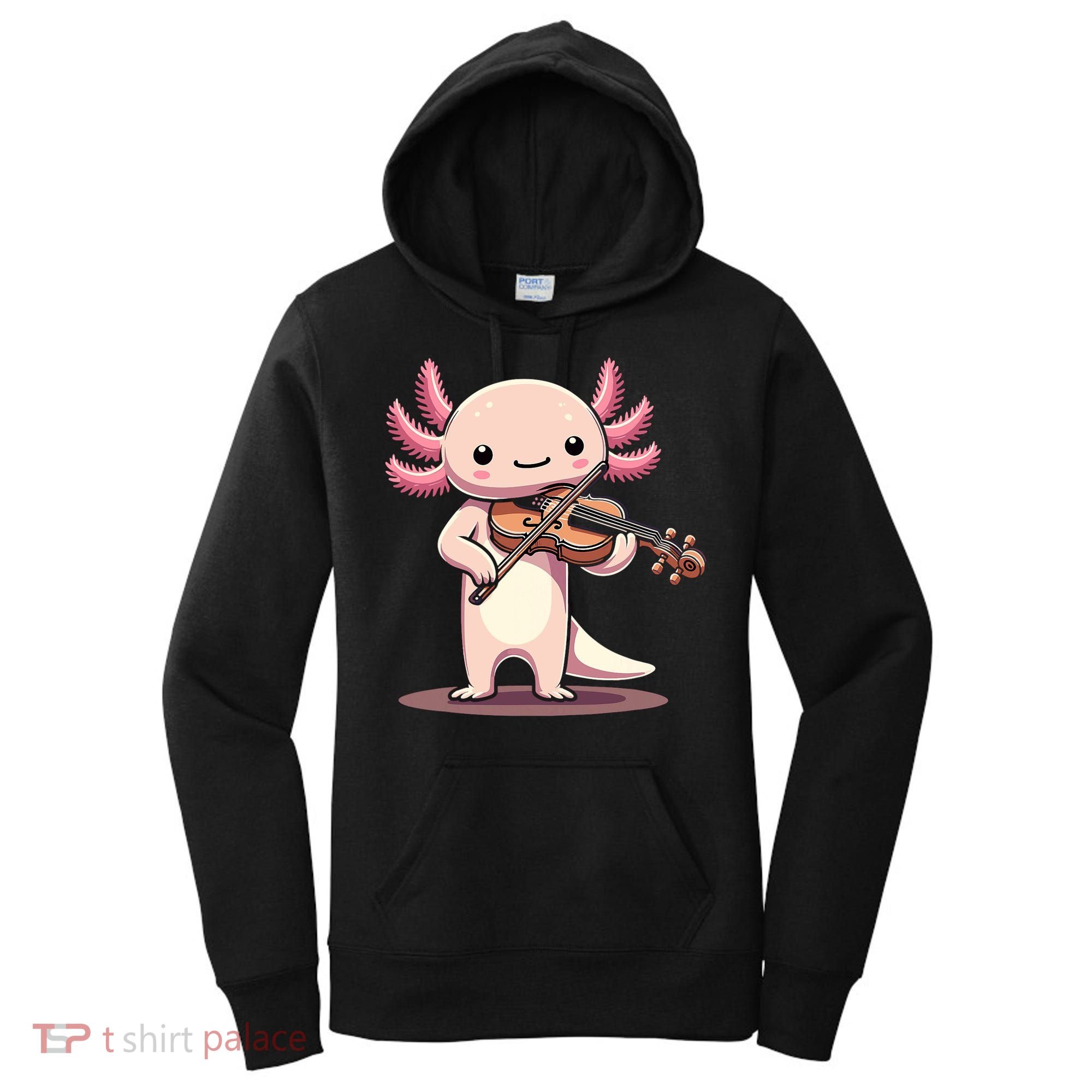 Cute Axolotl Playing Violin For Violinist Musical Orchestra Women's Hoodie