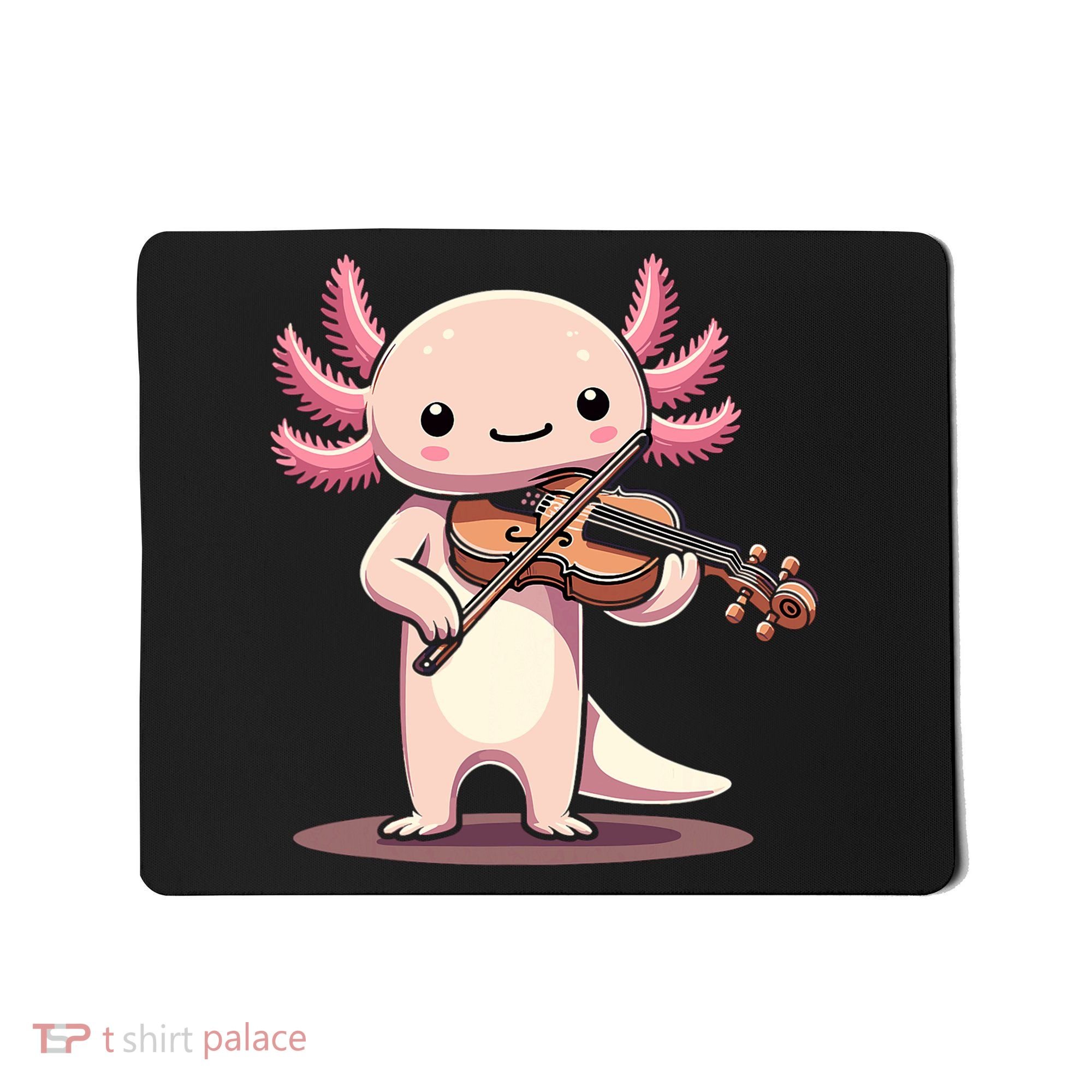 Cute Axolotl Playing Violin For Violinist Musical Orchestra Mousepad