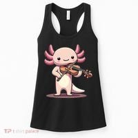 Cute Axolotl Playing Violin For Violinist Musical Orchestra Women's Tank Top thumb 0