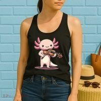 Cute Axolotl Playing Violin For Violinist Musical Orchestra Women's Tank Top thumb 2