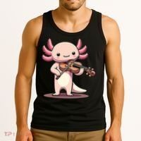 Cute Axolotl Playing Violin For Violinist Musical Orchestra Tank Top thumb 3