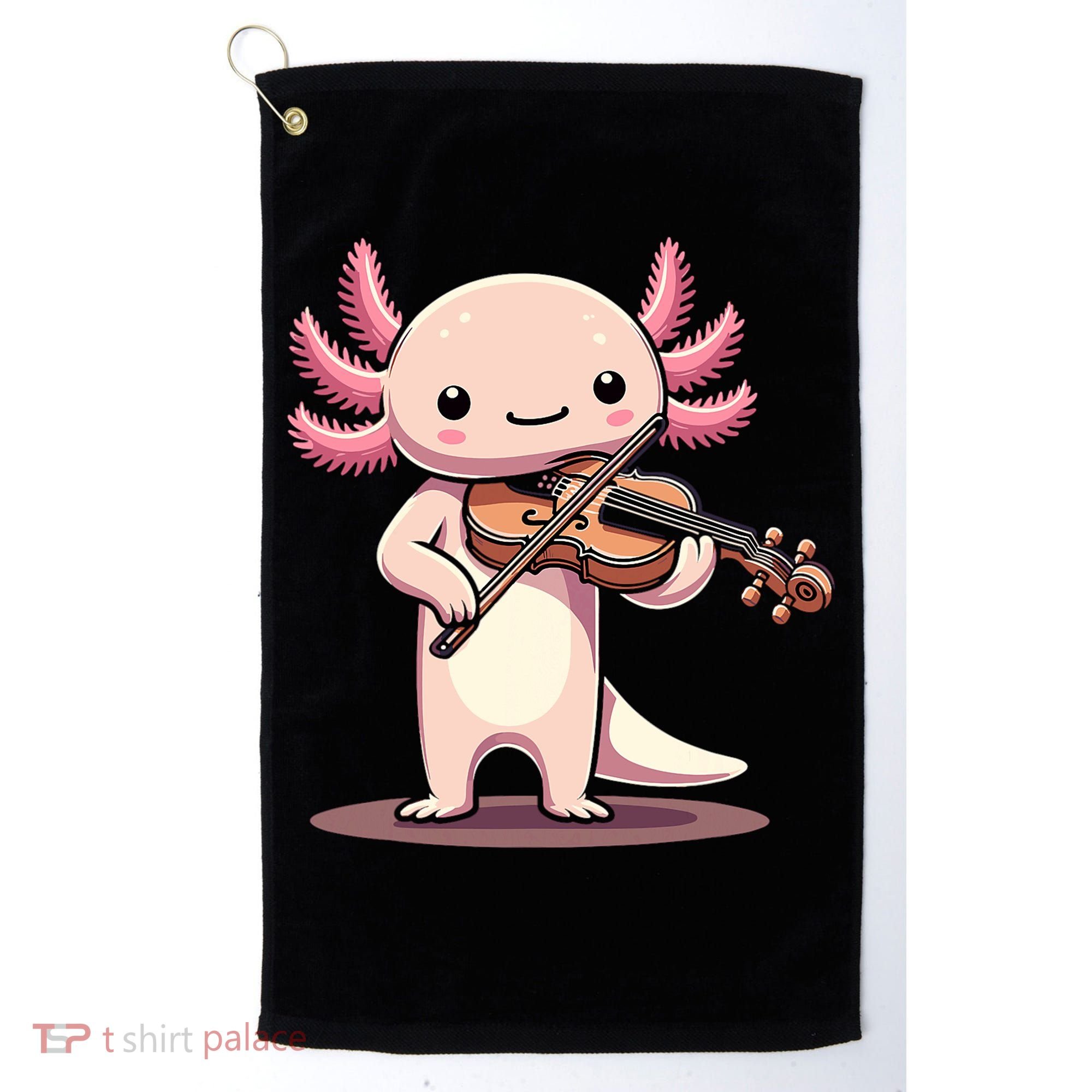 Cute Axolotl Playing Violin For Violinist Musical Orchestra Golf Towel