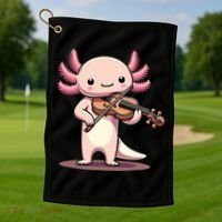 Cute Axolotl Playing Violin For Violinist Musical Orchestra Golf Towel thumb 1