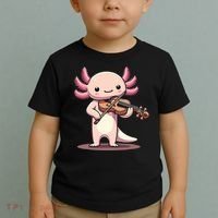 Cute Axolotl Playing Violin For Violinist Musical Orchestra Toddler T-Shirt thumb 2