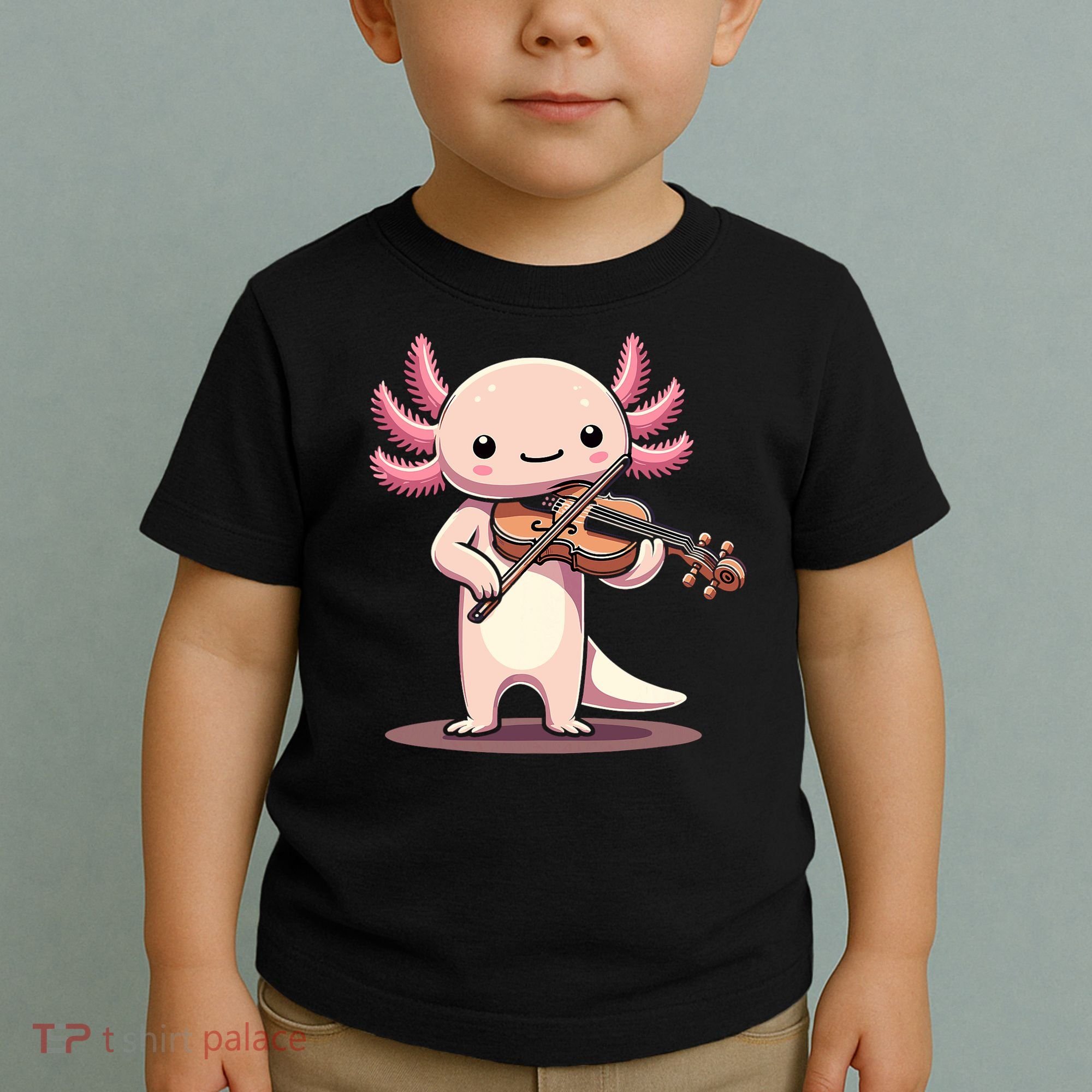 Cute Axolotl Playing Violin For Violinist Musical Orchestra Toddler T-Shirt