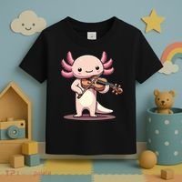 Cute Axolotl Playing Violin For Violinist Musical Orchestra Toddler T-Shirt thumb 3
