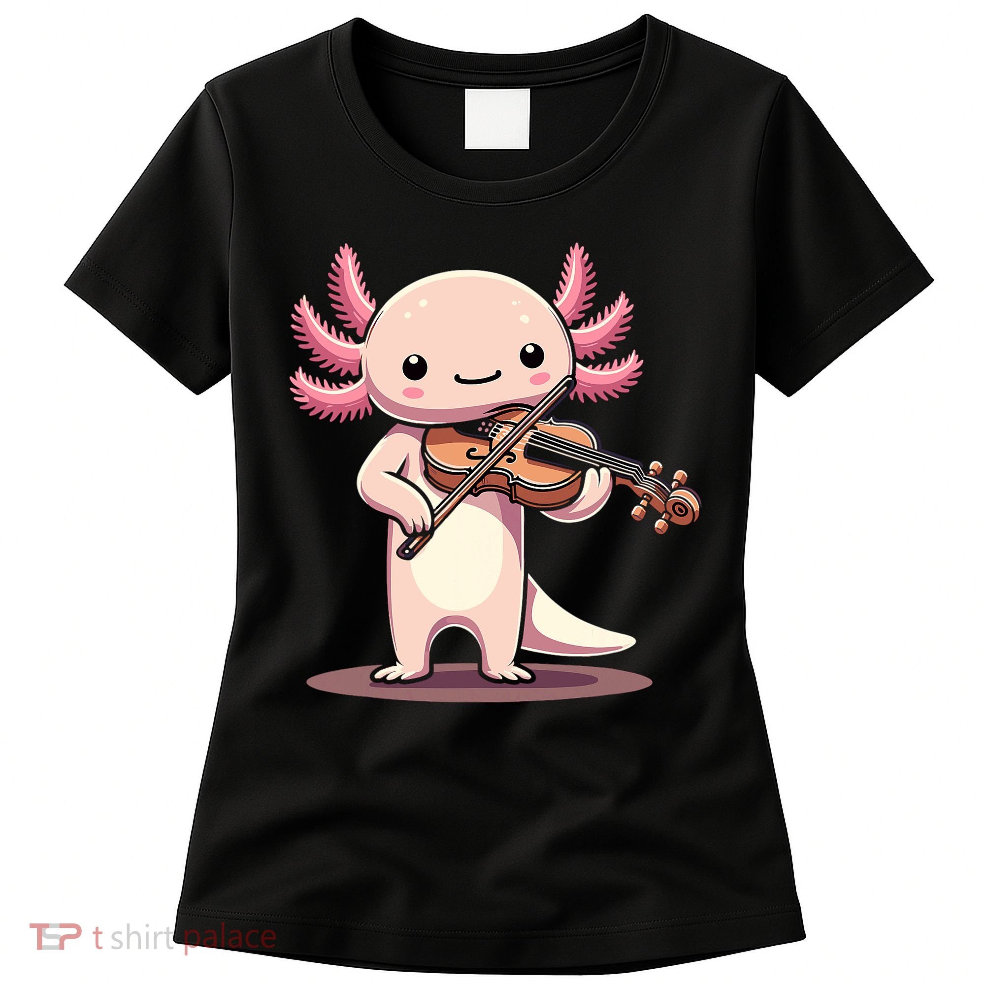 Cute Axolotl Playing Violin For Violinist Musical Orchestra Women's T-Shirt