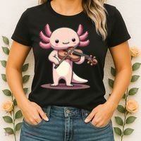 Cute Axolotl Playing Violin For Violinist Musical Orchestra Women's T-Shirt thumb 2