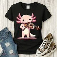 Cute Axolotl Playing Violin For Violinist Musical Orchestra Women's T-Shirt thumb 3