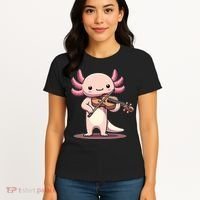 Cute Axolotl Playing Violin For Violinist Musical Orchestra Women's T-Shirt thumb 4