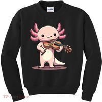 Cute Axolotl Playing Violin For Violinist Musical Orchestra Kids Sweatshirt thumb 0