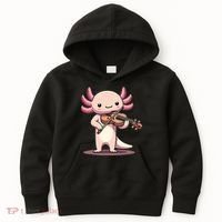 Cute Axolotl Playing Violin For Violinist Musical Orchestra Kids Hoodie thumb 0