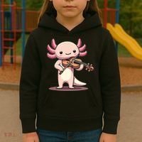 Cute Axolotl Playing Violin For Violinist Musical Orchestra Kids Hoodie thumb 3