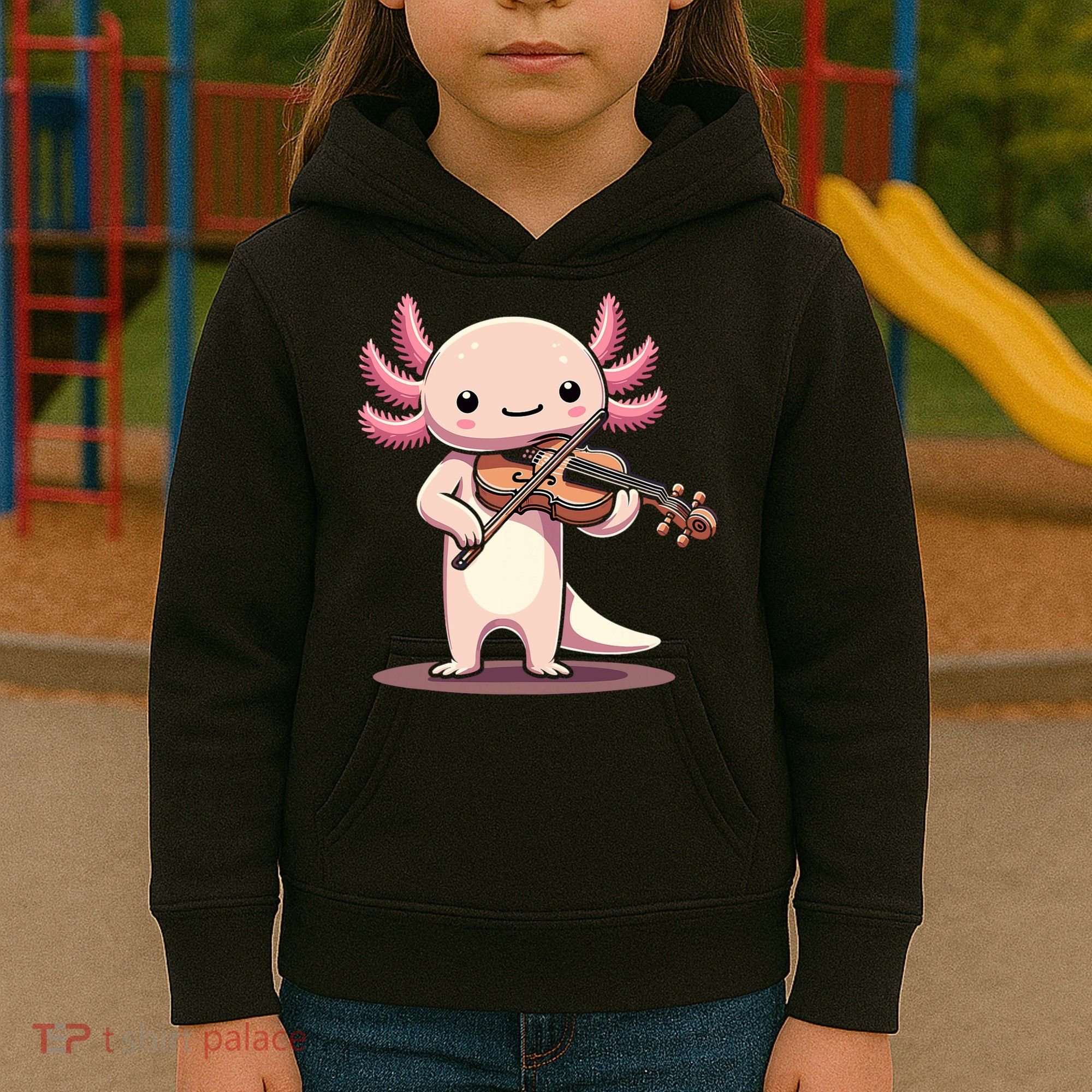 Cute Axolotl Playing Violin For Violinist Musical Orchestra Kids Hoodie