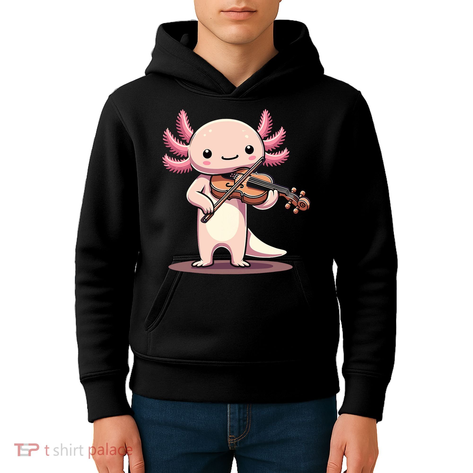Cute Axolotl Playing Violin For Violinist Musical Orchestra Kids Hoodie