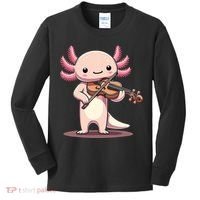 Cute Axolotl Playing Violin For Violinist Musical Orchestra Kids Long Sleeve Shirt thumb 0