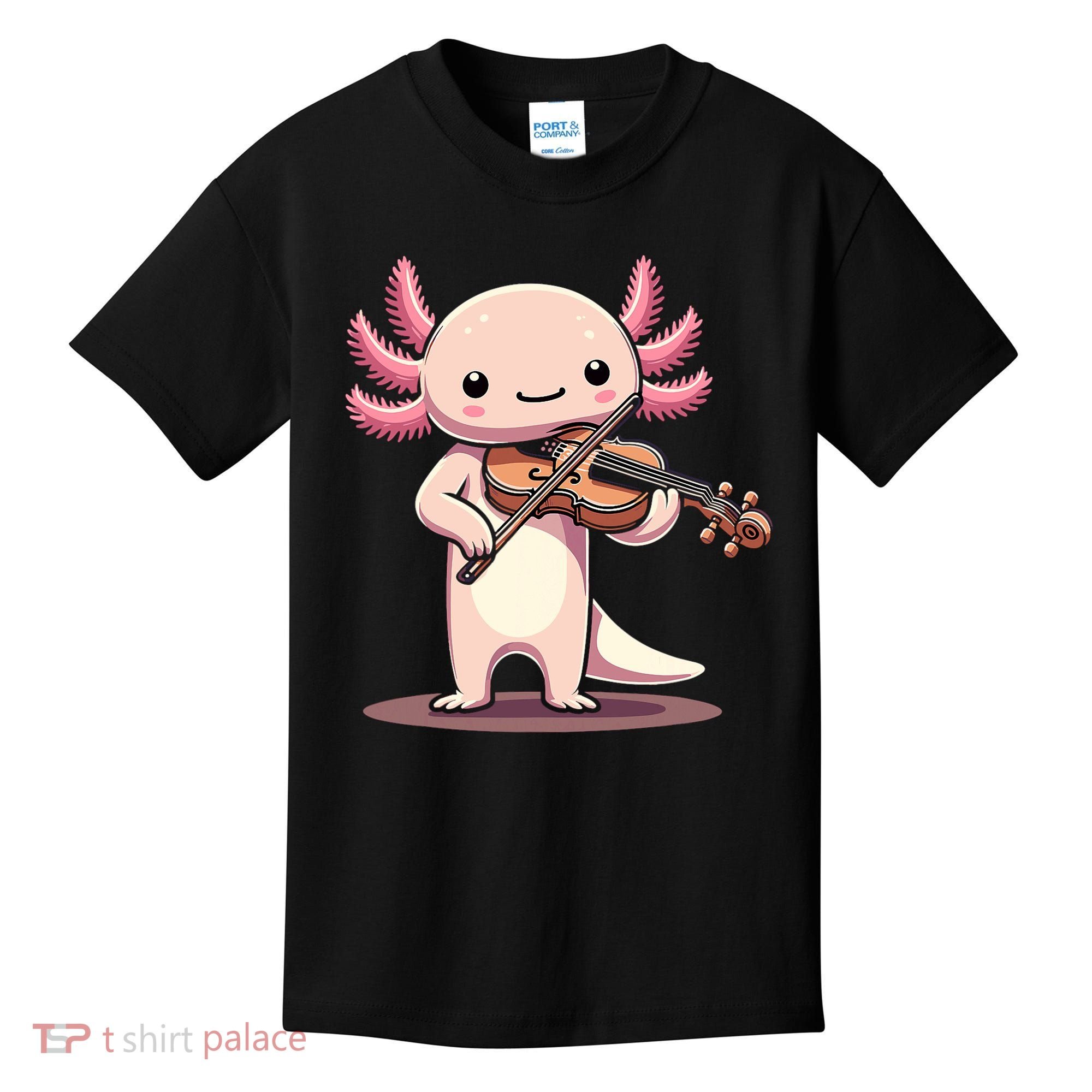 Cute Axolotl Playing Violin For Violinist Musical Orchestra Kids T-Shirt
