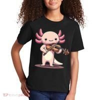 Cute Axolotl Playing Violin For Violinist Musical Orchestra Kids T-Shirt thumb 2