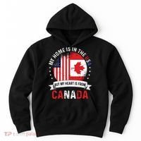 Canadian American Patriot Heart Is From Canada Flag Hoodie thumb 0