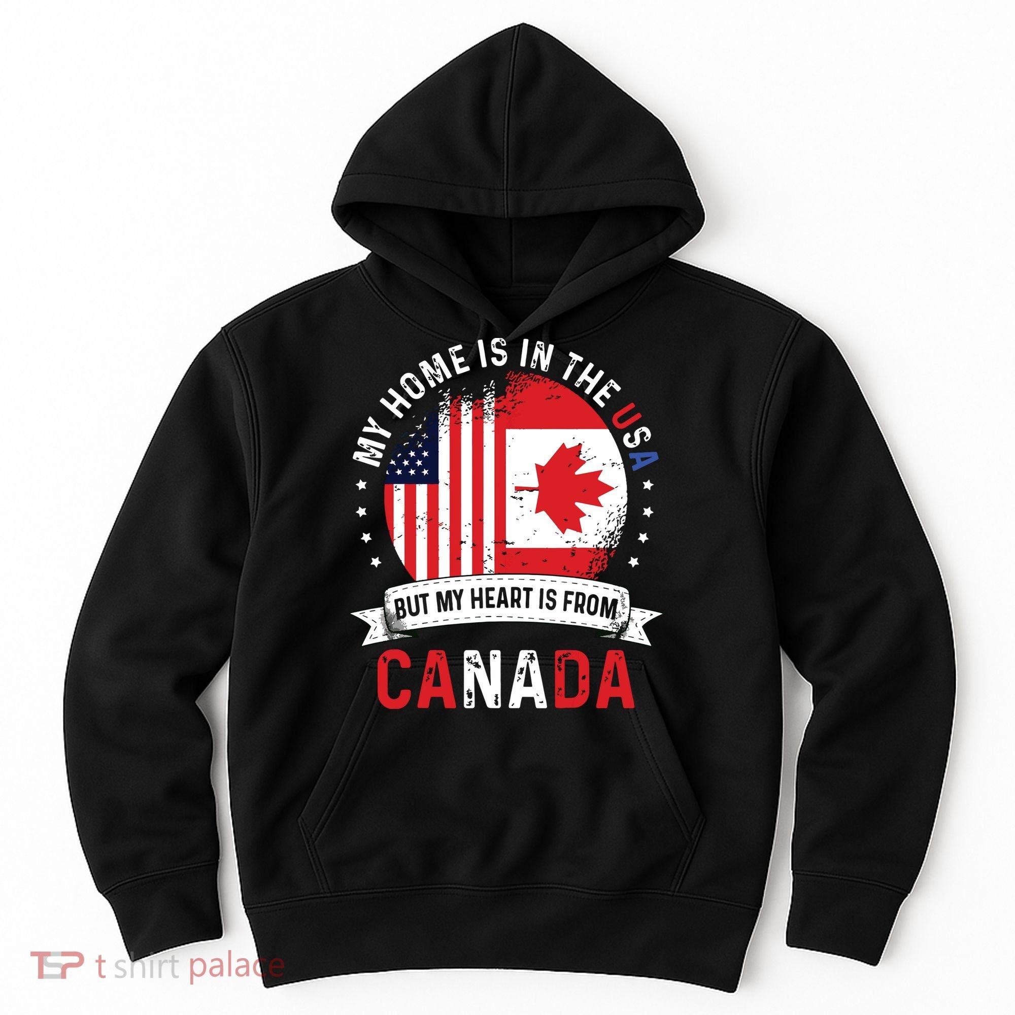 Canadian American Patriot Heart Is From Canada Flag Hoodie