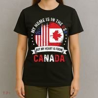 Canadian American Patriot Heart Is From Canada Flag T-Shirt thumb 4