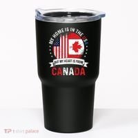 Canadian American Patriot Heart Is From Canada Flag Tumbler thumb 0