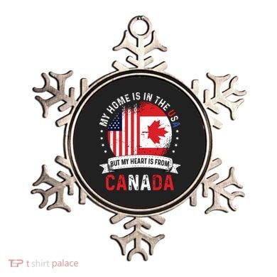 Canadian American Patriot Heart Is From Canada Flag Ornament