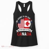Canadian American Patriot Heart Is From Canada Flag Women's Tank Top thumb 0