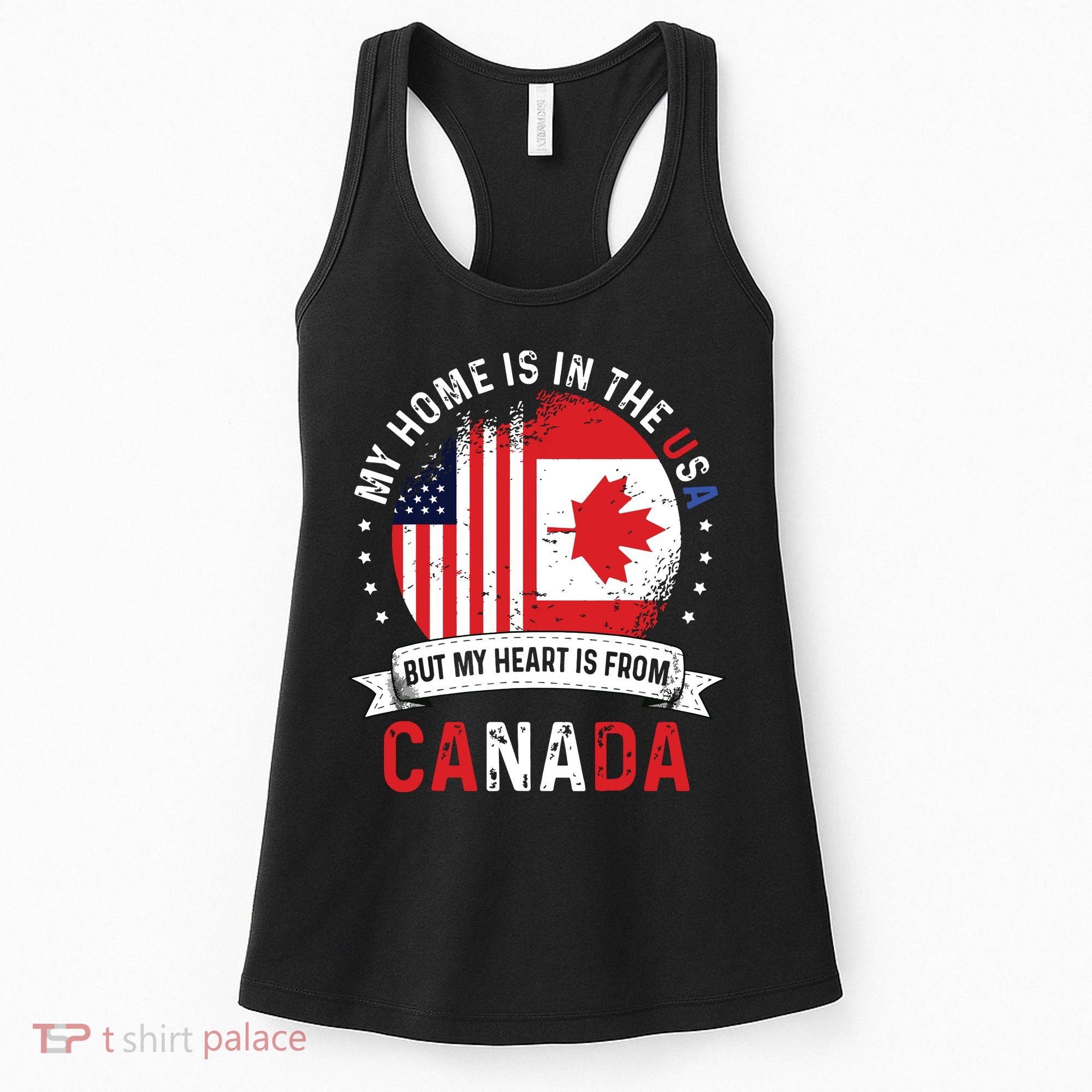 Canadian American Patriot Heart Is From Canada Flag Women's Tank Top