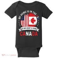 Canadian American Patriot Heart Is From Canada Flag Baby Bodysuit thumb 0