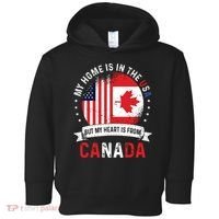 Canadian American Patriot Heart Is From Canada Flag Toddler Hoodie thumb 0