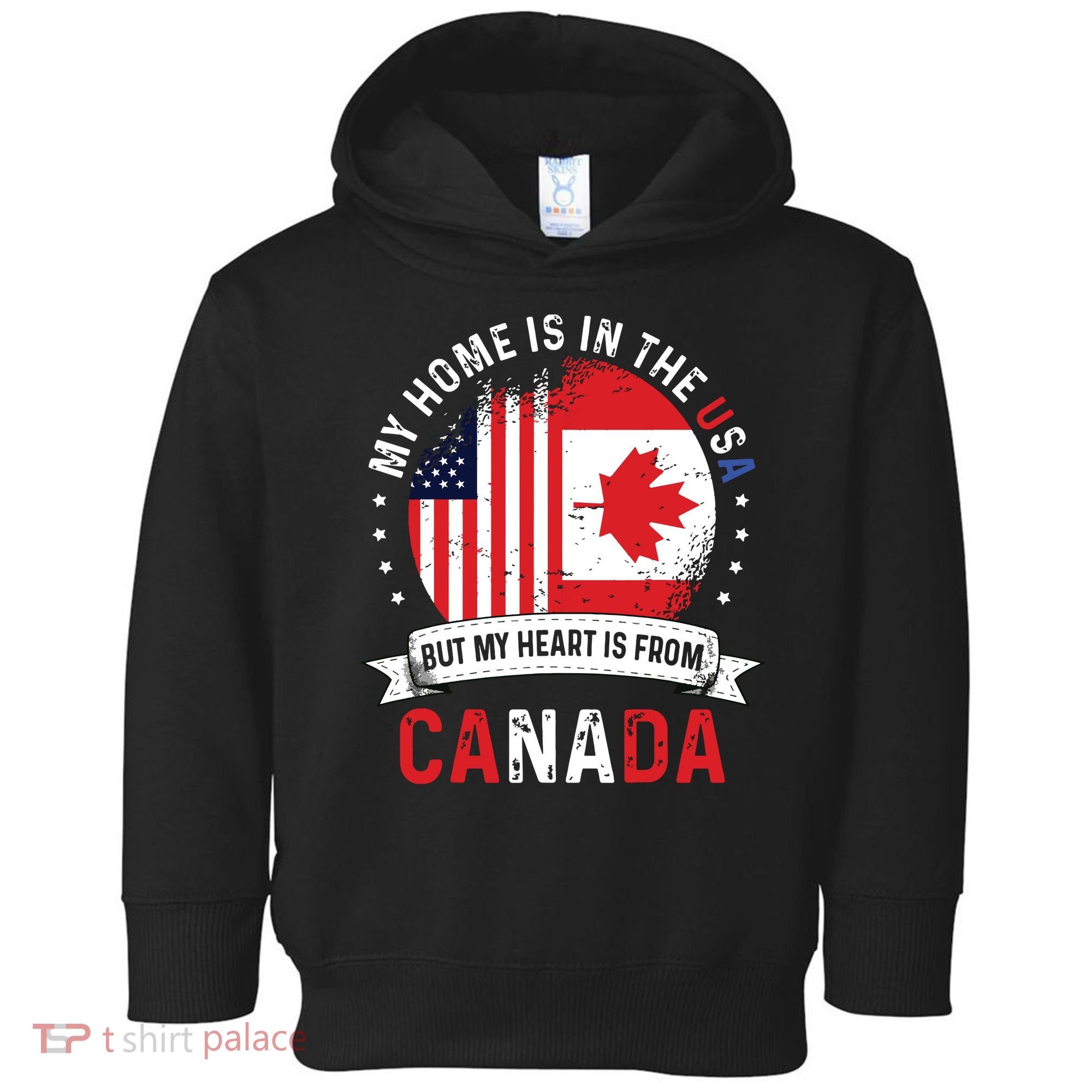 Canadian American Patriot Heart Is From Canada Flag Toddler Hoodie