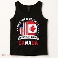 Canadian American Patriot Heart Is From Canada Flag Tank Top thumb 2