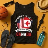 Canadian American Patriot Heart Is From Canada Flag Tank Top thumb 4