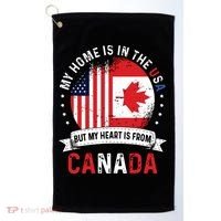 Canadian American Patriot Heart Is From Canada Flag Golf Towel thumb 0