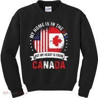 Canadian American Patriot Heart Is From Canada Flag Kids Sweatshirt thumb 0