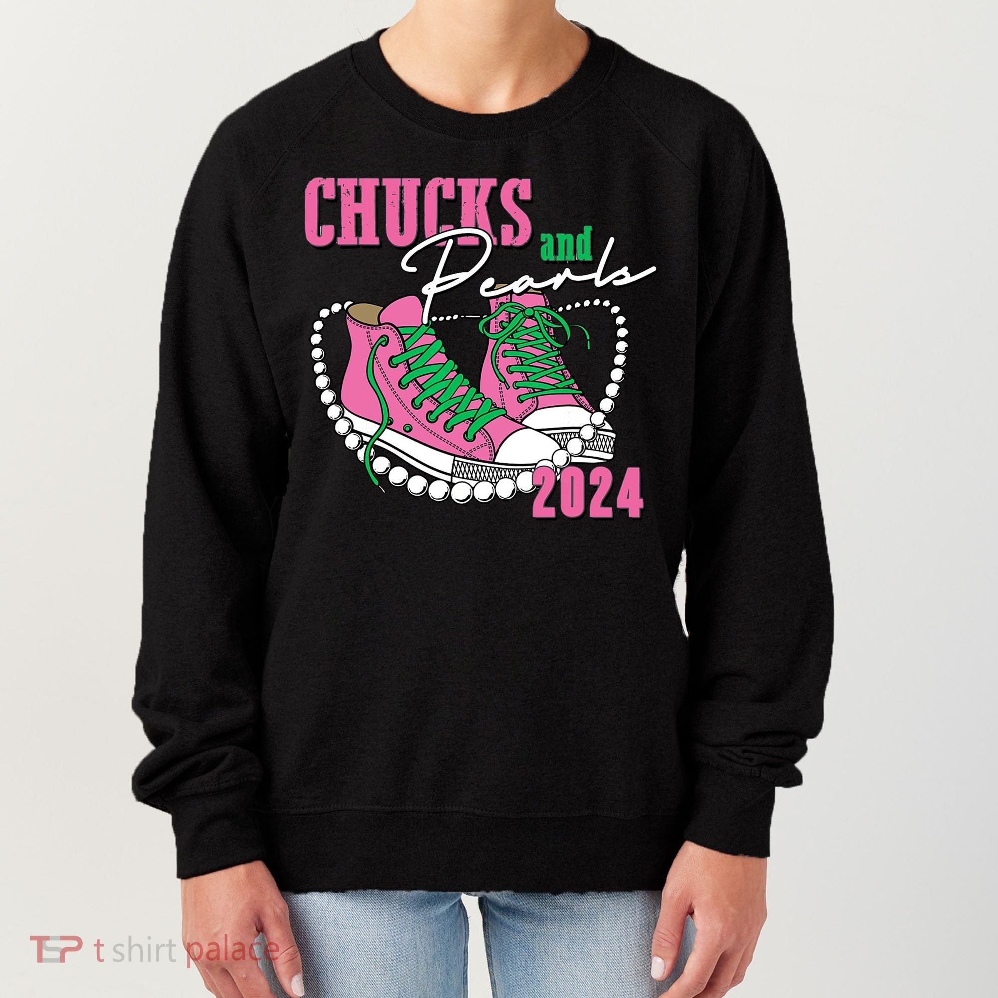 Chucks And Pearls Kamala Harris President 2024 Women's Sweatshirt